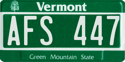VT license plate AFS447