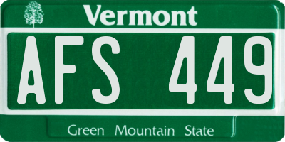 VT license plate AFS449