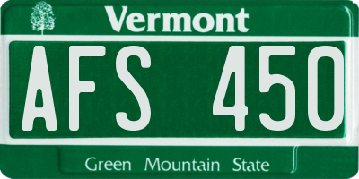VT license plate AFS450