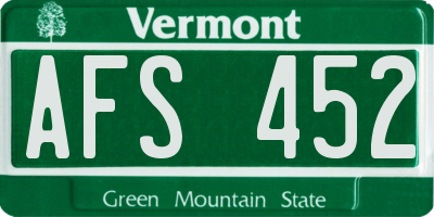 VT license plate AFS452