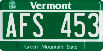 VT license plate AFS453