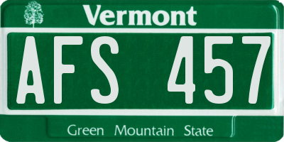 VT license plate AFS457