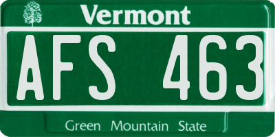 VT license plate AFS463
