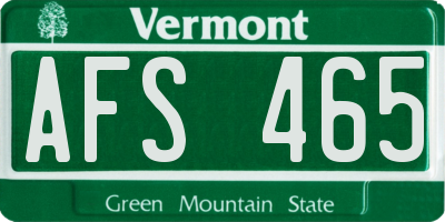 VT license plate AFS465