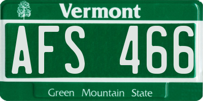 VT license plate AFS466