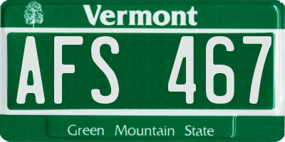 VT license plate AFS467