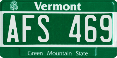 VT license plate AFS469