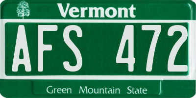 VT license plate AFS472