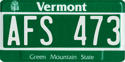 VT license plate AFS473
