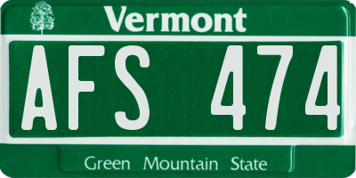 VT license plate AFS474