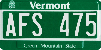 VT license plate AFS475