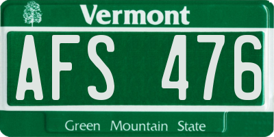 VT license plate AFS476