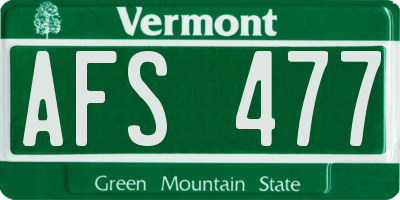 VT license plate AFS477
