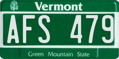 VT license plate AFS479