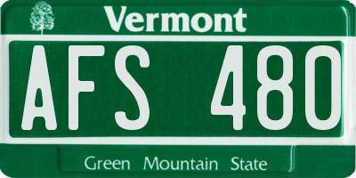 VT license plate AFS480