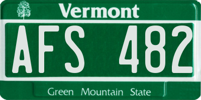 VT license plate AFS482
