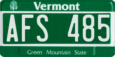 VT license plate AFS485