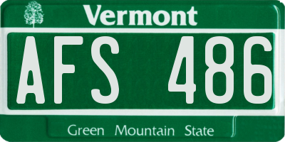 VT license plate AFS486