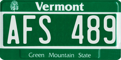 VT license plate AFS489