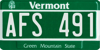 VT license plate AFS491