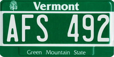VT license plate AFS492