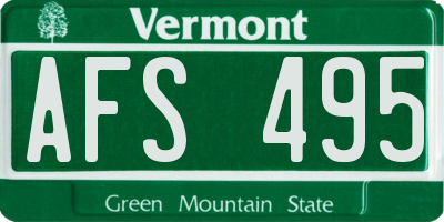 VT license plate AFS495