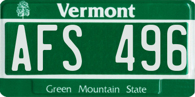 VT license plate AFS496