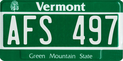 VT license plate AFS497