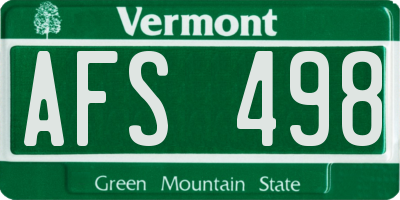 VT license plate AFS498