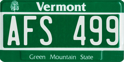 VT license plate AFS499