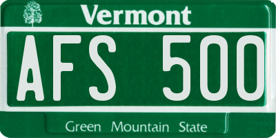 VT license plate AFS500