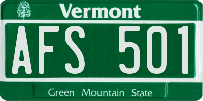 VT license plate AFS501