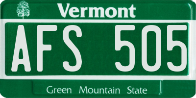 VT license plate AFS505