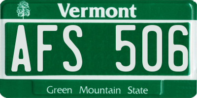 VT license plate AFS506