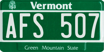 VT license plate AFS507