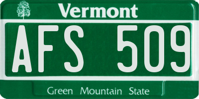 VT license plate AFS509