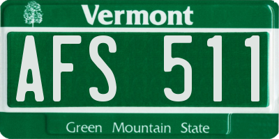 VT license plate AFS511