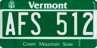VT license plate AFS512