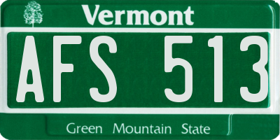 VT license plate AFS513