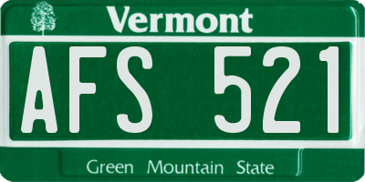 VT license plate AFS521