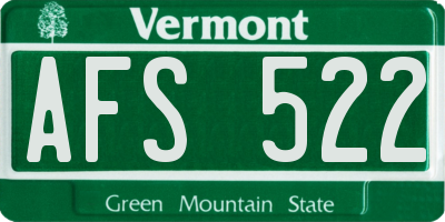 VT license plate AFS522