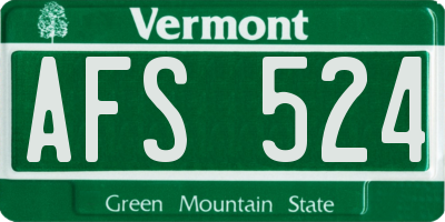 VT license plate AFS524