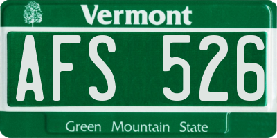 VT license plate AFS526