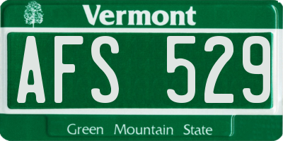 VT license plate AFS529