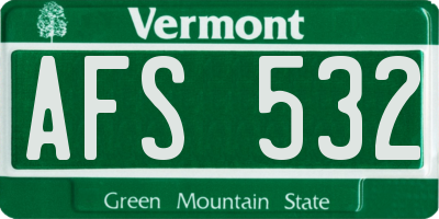 VT license plate AFS532