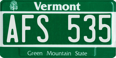 VT license plate AFS535