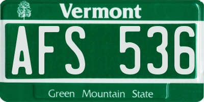 VT license plate AFS536