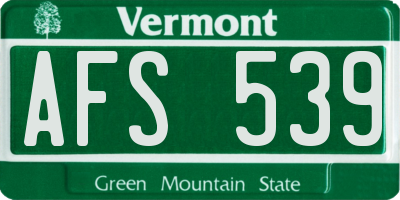 VT license plate AFS539