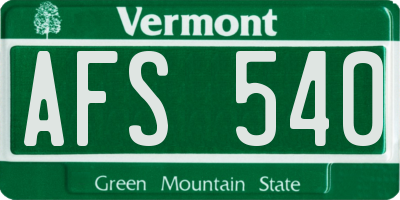 VT license plate AFS540