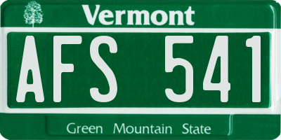VT license plate AFS541